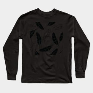 Feathers in Black and White Long Sleeve T-Shirt
